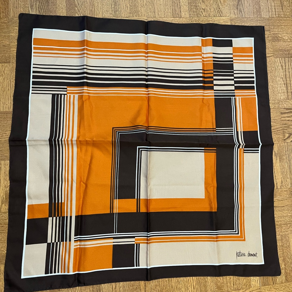 🌸 Patricia Dumont Orange and Black Striped Scarf (3 for $25)